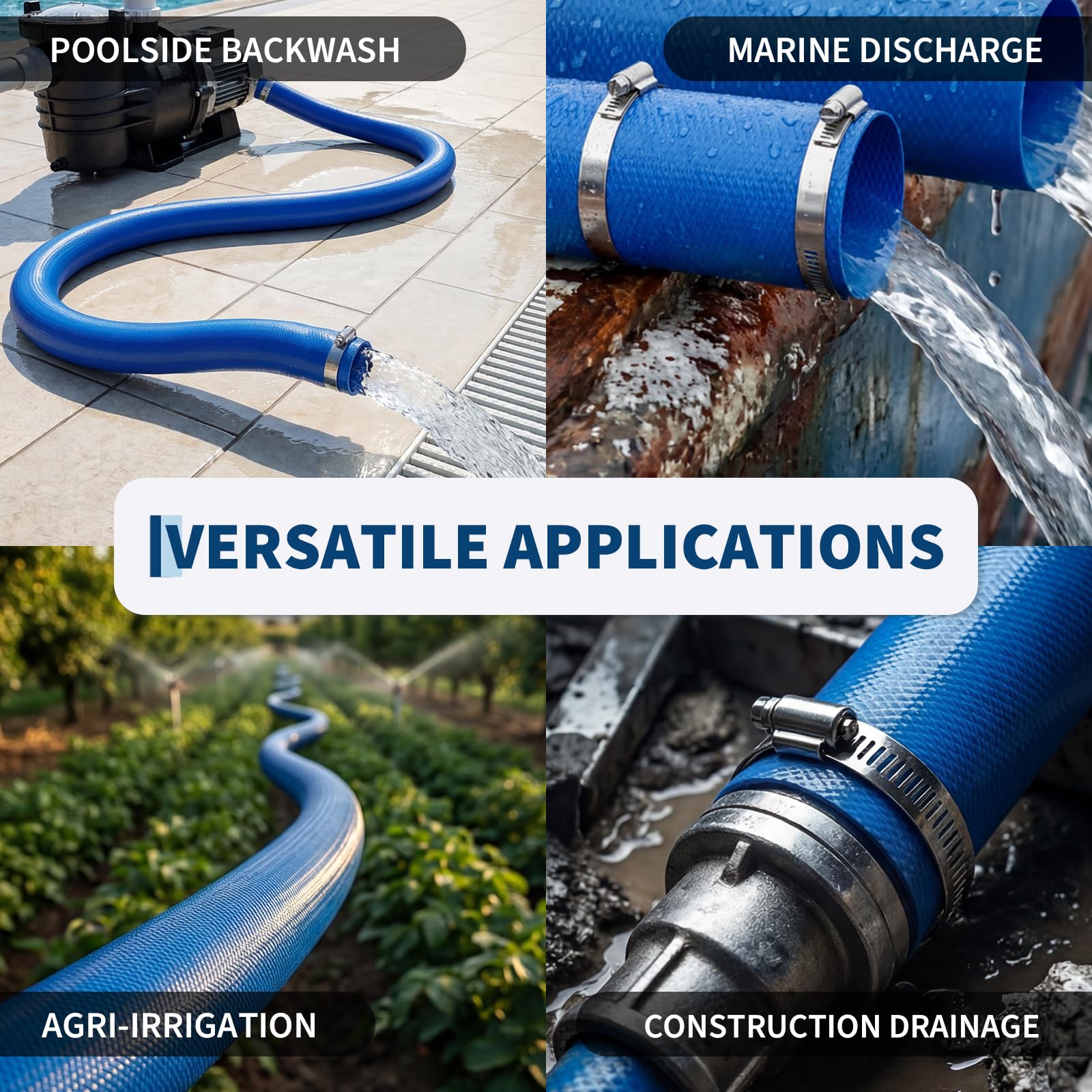 Stevige blauwe PVC-slang voor  - Pool Backwash Hose Heavy Duty 2 Inch recensie en prijs